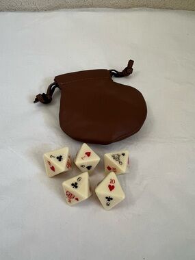 Vintage Marlboro Leather Dice Bag with Collectible Casino Poker Dice